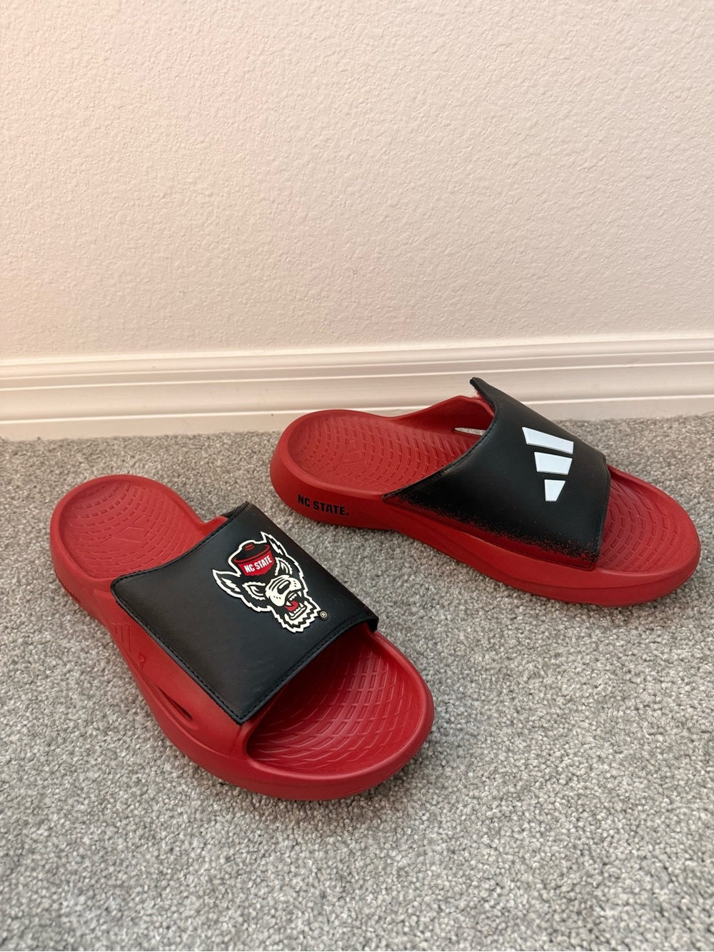NC State Red & Black Kids Slide Sandals